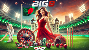 Banner showing online slots with big jackpots and a live blackjack table, for BIG8 players in Bangladesh